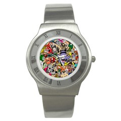 Hipster Wallpaper Pattern Stainless Steel Watch by Nexatart