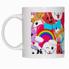 Cute Cartoon Pattern White Mugs by Nexatart