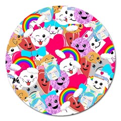 Cute Cartoon Pattern Magnet 5  (round) by Nexatart