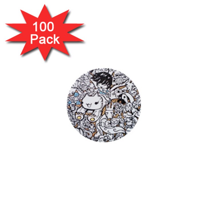 Cute Doodles 1  Mini Buttons (100 pack) 