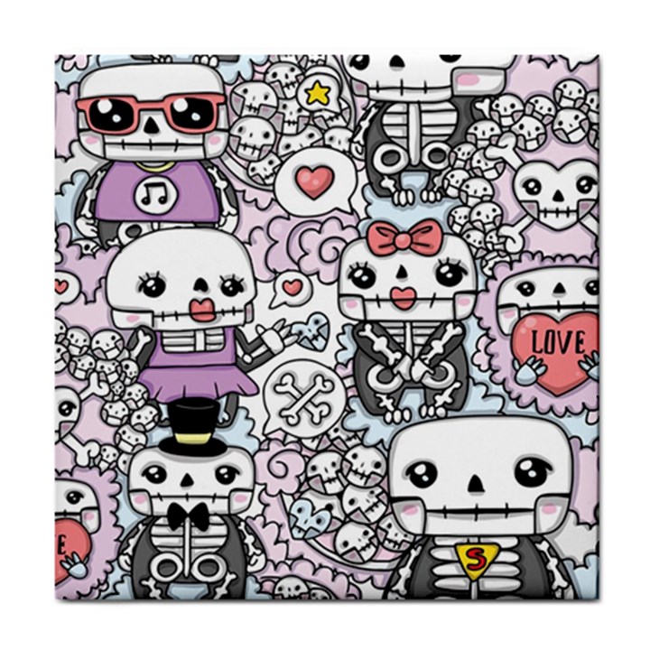 Kawaii Graffiti And Cute Doodles Tile Coasters