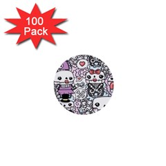 Kawaii Graffiti And Cute Doodles 1  Mini Buttons (100 Pack)  by Nexatart