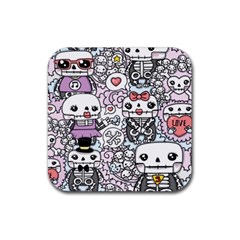 Kawaii Graffiti And Cute Doodles Rubber Coaster (square)  by Nexatart