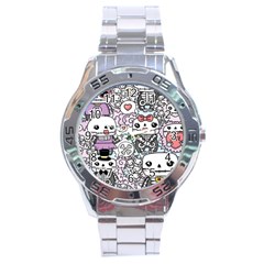 Kawaii Graffiti And Cute Doodles Stainless Steel Analogue Watch by Nexatart