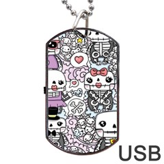 Kawaii Graffiti And Cute Doodles Dog Tag Usb Flash (one Side) by Nexatart