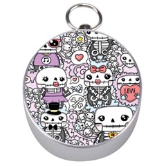 Kawaii Graffiti And Cute Doodles Silver Compasses by Nexatart