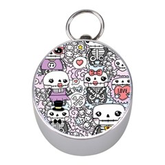 Kawaii Graffiti And Cute Doodles Mini Silver Compasses by Nexatart