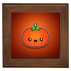 Simple Orange Pumpkin Cute Halloween Framed Tiles by Nexatart