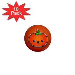 Simple Orange Pumpkin Cute Halloween 1  Mini Magnet (10 Pack)  by Nexatart