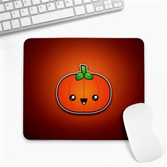 Simple Orange Pumpkin Cute Halloween Large Mousepads by Nexatart