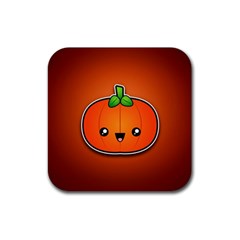 Simple Orange Pumpkin Cute Halloween Rubber Coaster (square)  by Nexatart