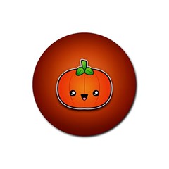 Simple Orange Pumpkin Cute Halloween Rubber Coaster (round)  by Nexatart