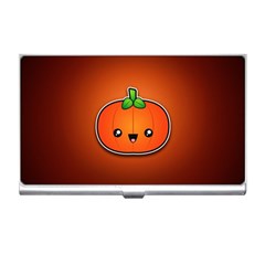 Simple Orange Pumpkin Cute Halloween Business Card Holders by Nexatart