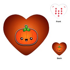 Simple Orange Pumpkin Cute Halloween Playing Cards (heart)  by Nexatart