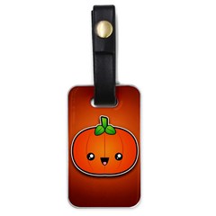 Simple Orange Pumpkin Cute Halloween Luggage Tags (one Side)  by Nexatart