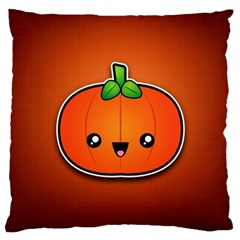 Simple Orange Pumpkin Cute Halloween Large Cushion Case (two Sides) by Nexatart