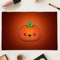 Simple Orange Pumpkin Cute Halloween Cosmetic Bag (xxl)  by Nexatart