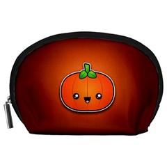 Simple Orange Pumpkin Cute Halloween Accessory Pouches (large)  by Nexatart