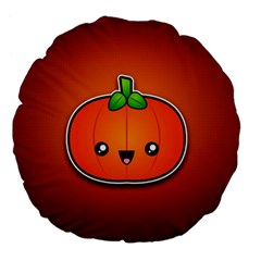 Simple Orange Pumpkin Cute Halloween Large 18  Premium Flano Round Cushions by Nexatart