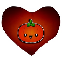 Simple Orange Pumpkin Cute Halloween Large 19  Premium Flano Heart Shape Cushions by Nexatart