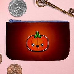 Simple Orange Pumpkin Cute Halloween Large Coin Purse by Nexatart