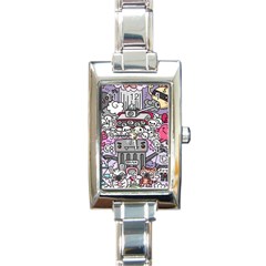 0 Sad War Kawaii Doodle Rectangle Italian Charm Watch by Nexatart