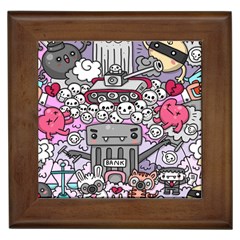 0 Sad War Kawaii Doodle Framed Tiles by Nexatart