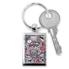 0 Sad War Kawaii Doodle Key Chains (rectangle)  by Nexatart