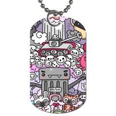 0 Sad War Kawaii Doodle Dog Tag (two Sides) by Nexatart