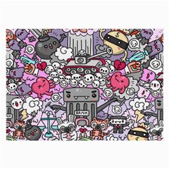 0 Sad War Kawaii Doodle Large Glasses Cloth (2-side) by Nexatart