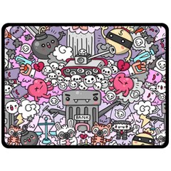 0 Sad War Kawaii Doodle Fleece Blanket (large)  by Nexatart