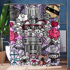 0 Sad War Kawaii Doodle Shower Curtain 60  X 72  (medium)  by Nexatart