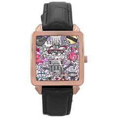 0 Sad War Kawaii Doodle Rose Gold Leather Watch  by Nexatart