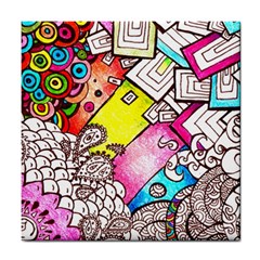 Beautiful Colorful Doodle Tile Coasters by Nexatart