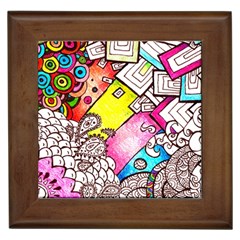 Beautiful Colorful Doodle Framed Tiles by Nexatart