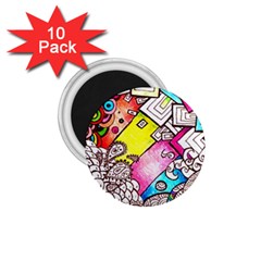 Beautiful Colorful Doodle 1 75  Magnets (10 Pack)  by Nexatart