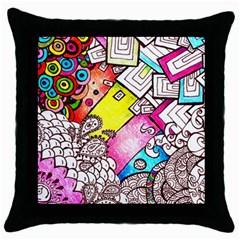 Beautiful Colorful Doodle Throw Pillow Case (black) by Nexatart