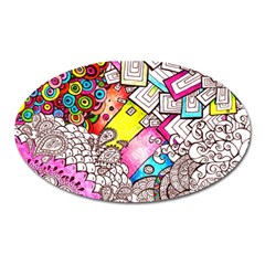 Beautiful Colorful Doodle Oval Magnet by Nexatart