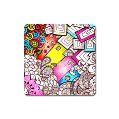 Beautiful Colorful Doodle Square Magnet by Nexatart