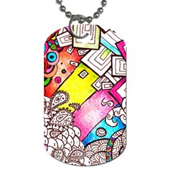 Beautiful Colorful Doodle Dog Tag (one Side) by Nexatart