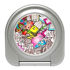 Beautiful Colorful Doodle Travel Alarm Clocks by Nexatart