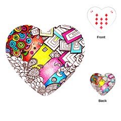 Beautiful Colorful Doodle Playing Cards (heart)  by Nexatart