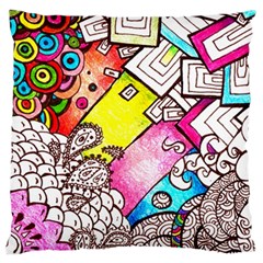 Beautiful Colorful Doodle Large Cushion Case (one Side) by Nexatart