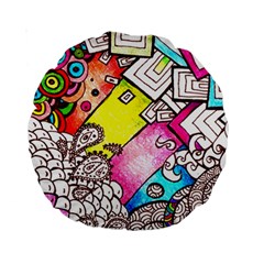 Beautiful Colorful Doodle Standard 15  Premium Round Cushions by Nexatart