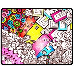 Beautiful Colorful Doodle Double Sided Fleece Blanket (medium)  by Nexatart