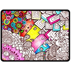 Beautiful Colorful Doodle Double Sided Fleece Blanket (large)  by Nexatart