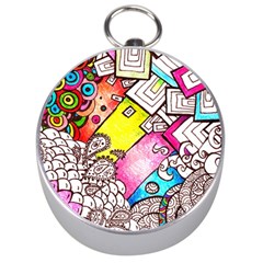 Beautiful Colorful Doodle Silver Compasses by Nexatart