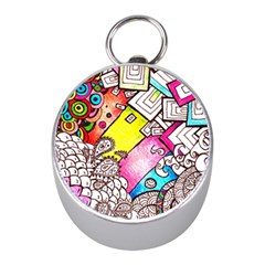 Beautiful Colorful Doodle Mini Silver Compasses by Nexatart