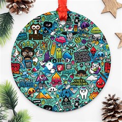 Colorful Drawings Pattern Ornament (round) by Nexatart