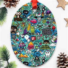 Colorful Drawings Pattern Ornament (oval) by Nexatart